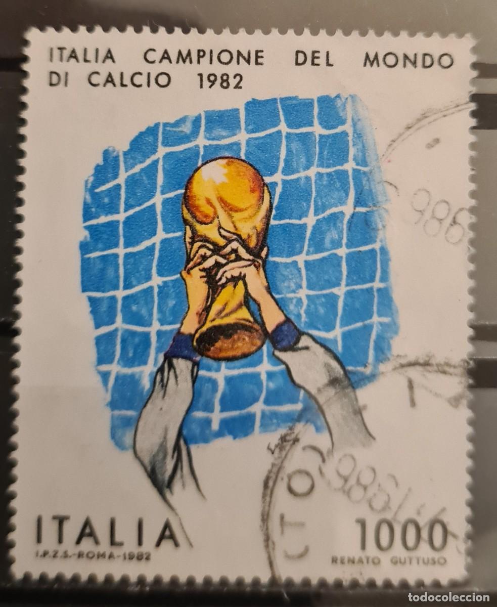 Sellos: Sello usado de Italia 1982: Italia campeona del Mundo de F&uacute;tbol