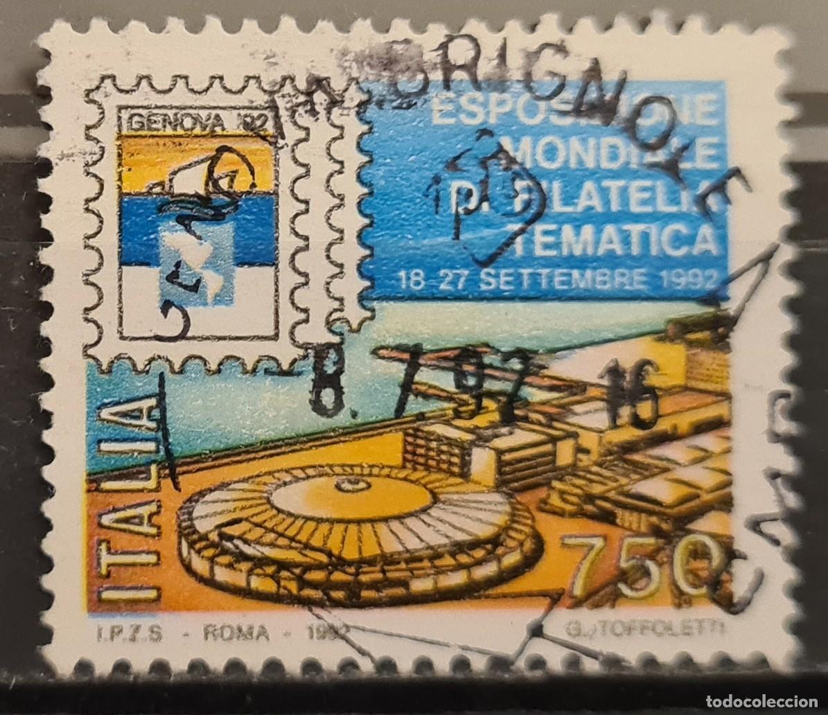 Sellos: Sello usado de Italia 1992: Exposici&oacute;n Internacional de Filatelia Tem&aacute;tica