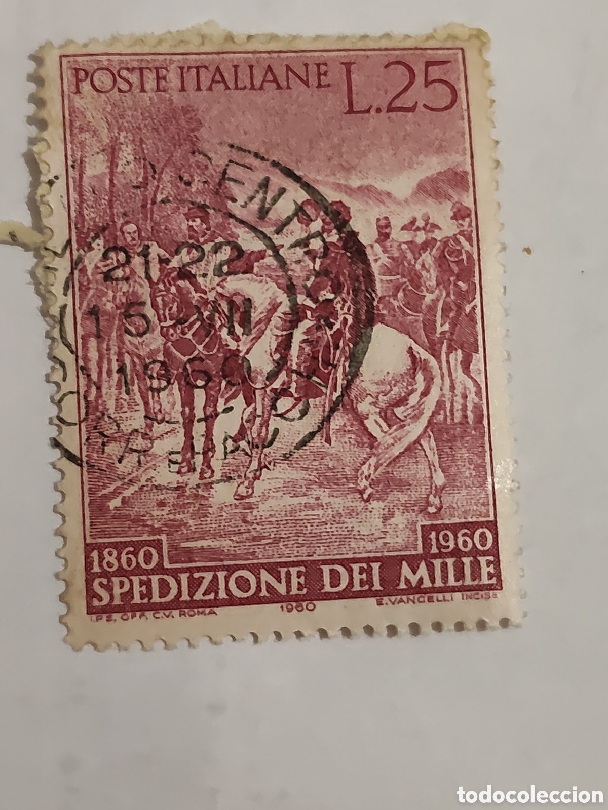 Sellos: Sello de Italia Centenario de la Expedici&oacute;n de los mil 1960 muy bueno