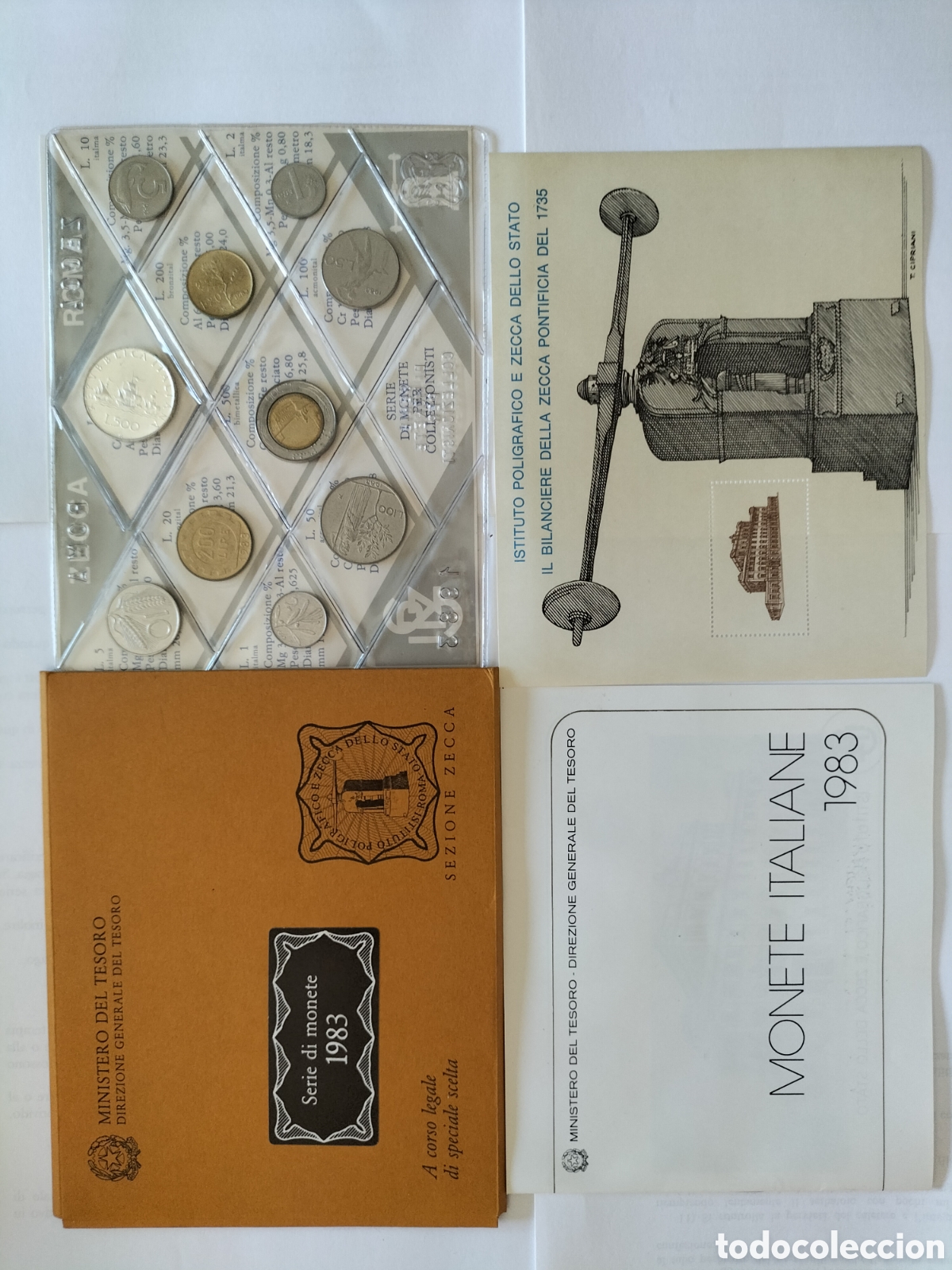 Sellos: Serie monete 1983 sezione Zecca completa con foglietto francobollo e lire 500Ag