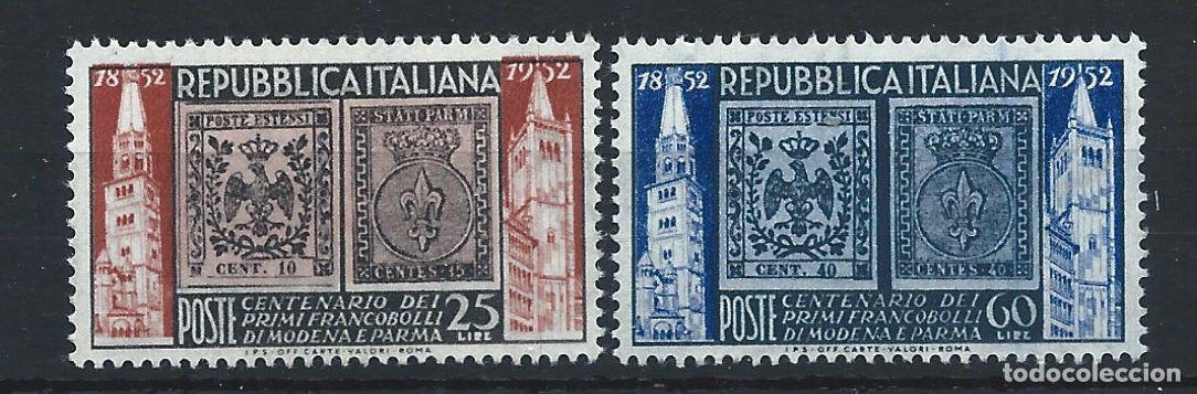 Sellos: Italie N&deg;627/28** (MNH) 1952 - Centenaire des timbres de Mod&egrave;me et Parme