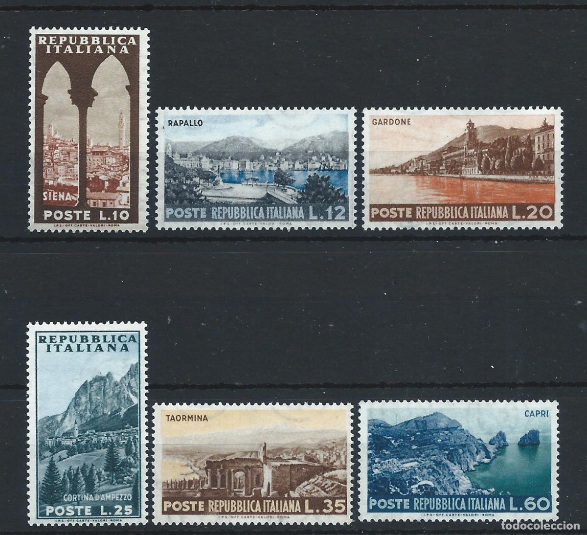 Sellos: Italie N&deg;664/69** (MNH) 1953 - S&eacute;rie touristique vues divers