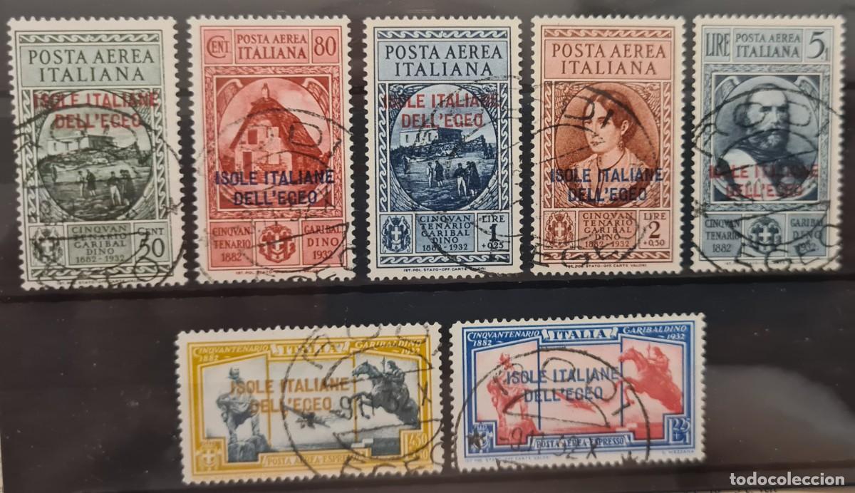Briefmarken: Serie completa de sellos usados de las islas italianas del Egeo 1932: tipos sellos a&eacute;reos de Italia
