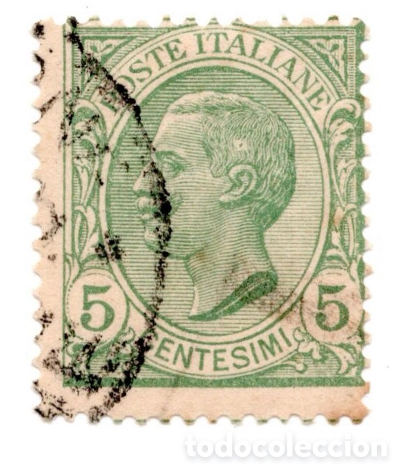 Sellos: ITALIA 1906 VITTORIO EMANUELE III 5 CENTESIMI VERDE - TIPO LEONI USADO