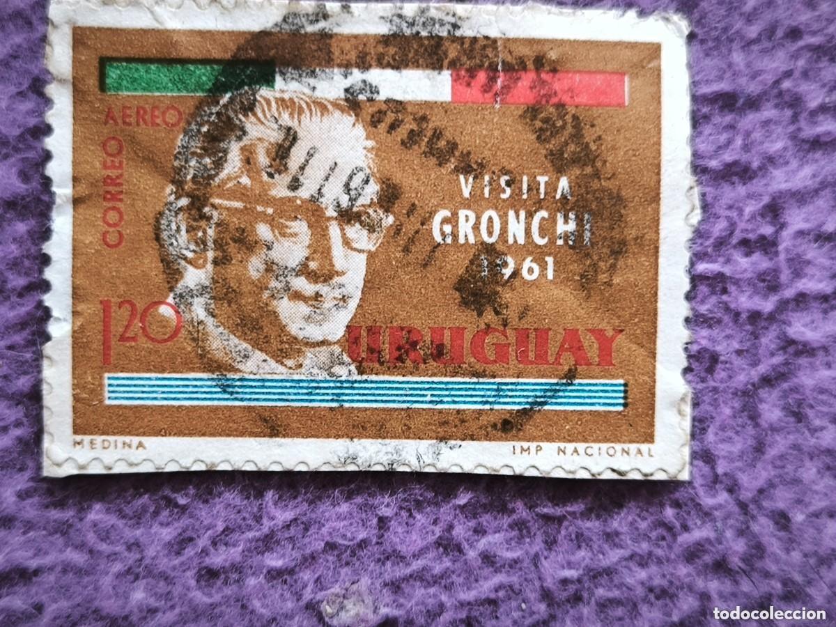 Sellos: Uruguay 1961 Sello Correo A&eacute;reo 120 Visita Gronchi Presidente De Italia