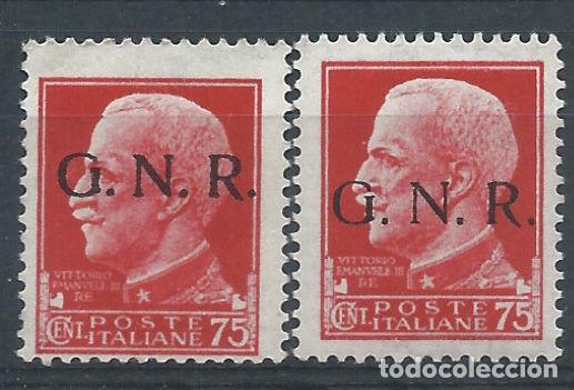 Sellos: Italie (G.N.R.) N&deg;9** (MNH) 1944 - type A et B (V&eacute;rone et Brescia)
