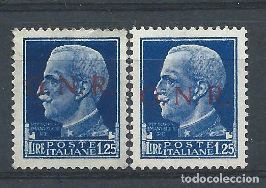 Sellos: Italie (G.N.R.) N&deg;11** (MNH) 1944 - type A et B (V&eacute;rone et Brescia)