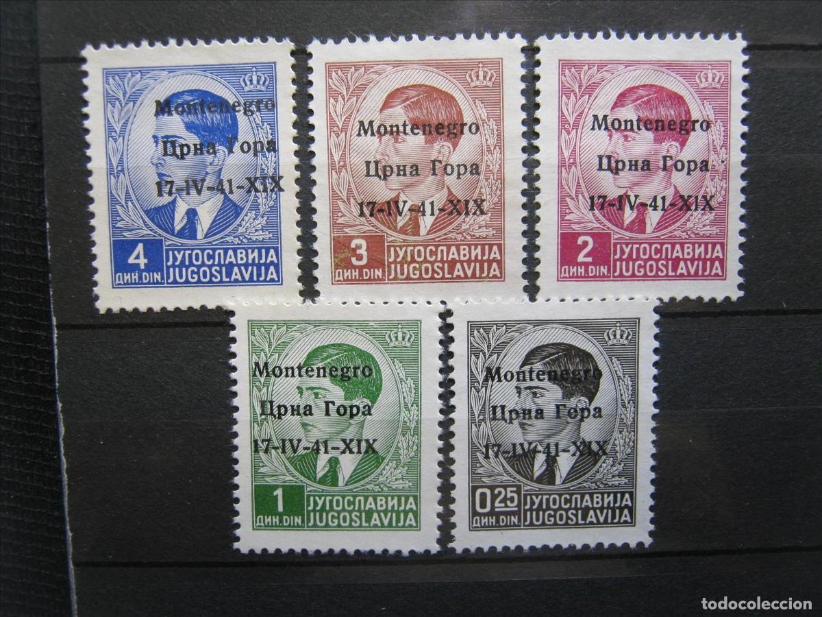 Stamps: ITALIA OCUPACI&Oacute;N MONTENEGRO 1941 VALORES YVERT 1, 2, 4, 5 Y 6 NUEVOS SIN GOMA LUJO.