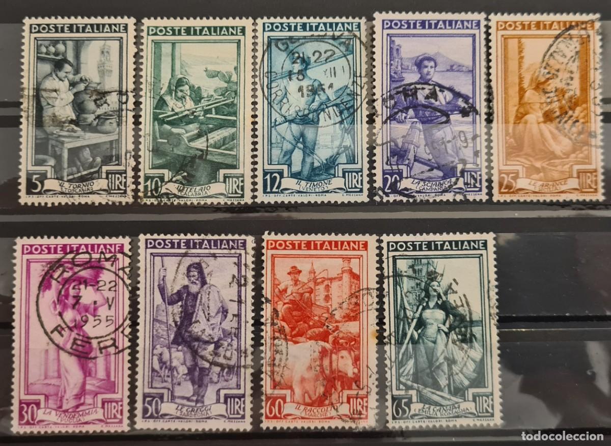 Briefmarken: Serie de sellos usados de Italia 1950: trabajos