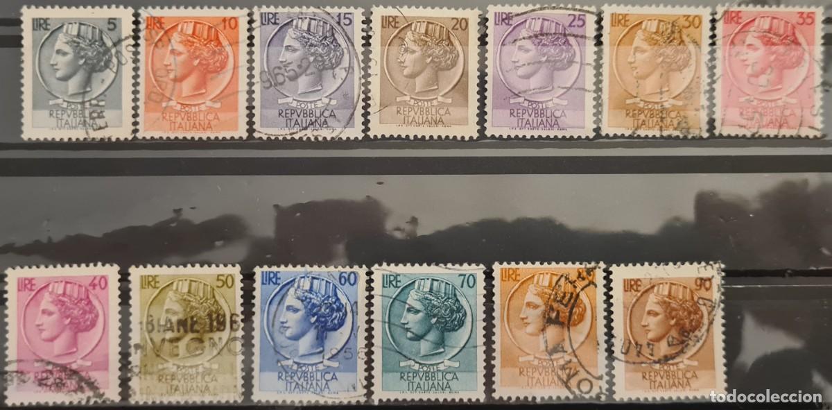 Briefmarken: Serie de sellos usados de Italia 1955-60: moneda de Siracusa