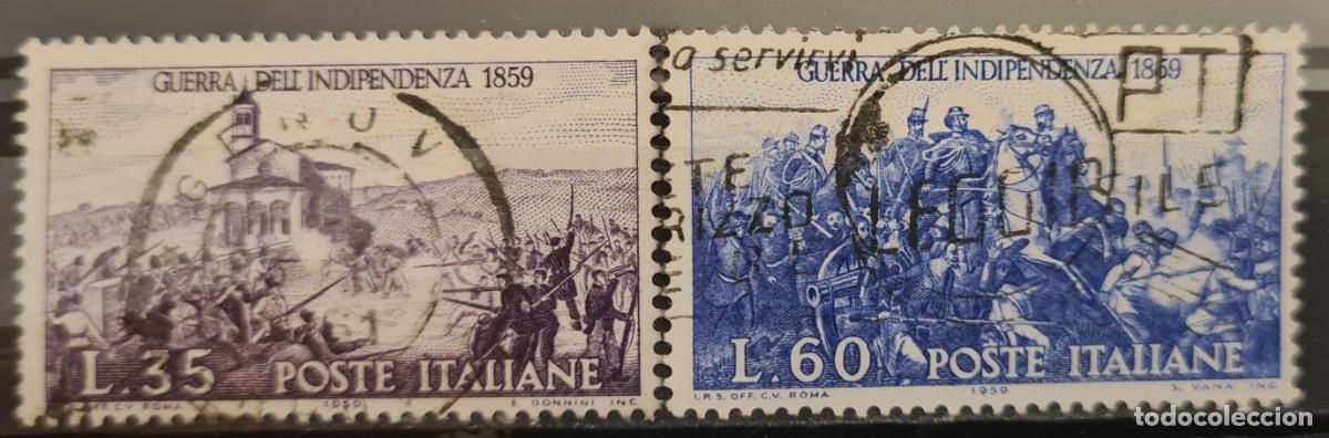 Briefmarken: Serie de sellos usados de Italia 1959: centenario de la guerra de independencia