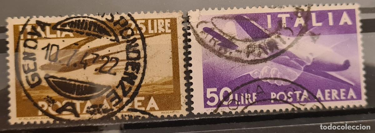 Briefmarken: Serie de sellos a&eacute;reos usados de Italia 1945-47
