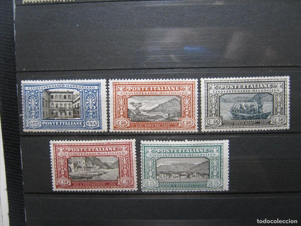 Sellos: ITALIA 1923 SERIE CORTA MANZONI YVERT 146/150 MH* LUJO.