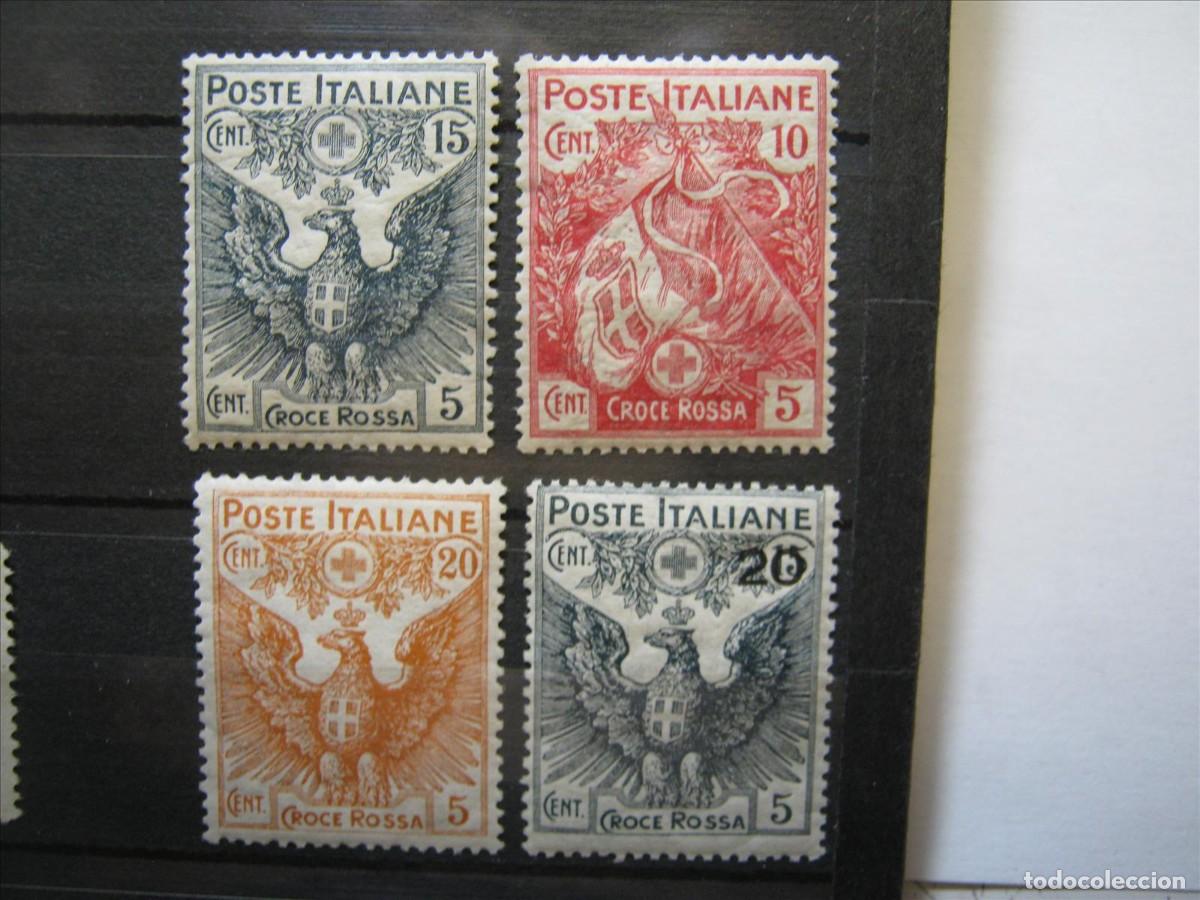 Sellos: ITALIA 1915 CRUZ ROJA SERIE YVERT 98/101 MNH** SIN CHARNELA CON UNO MH* LUJO.