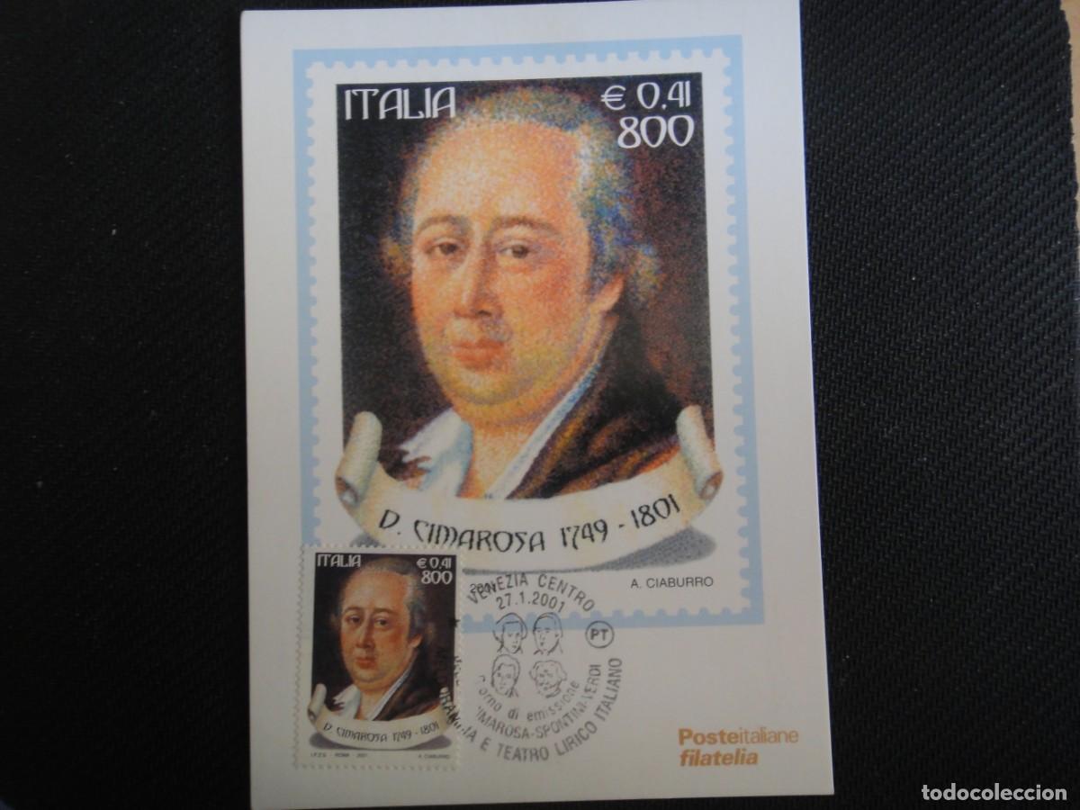 Sellos: Italia, Tarjeta M&aacute;xima, Domenico Cimarosa Teatro Lirico Italiano-a&ntilde;o, 2001, ref 8552/3