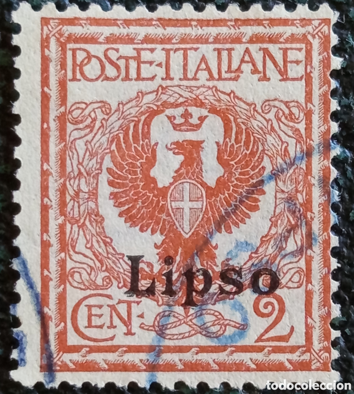 Sellos: 1912 Sello Egeo Lipso 2c Aquila Sassone 1 Usado