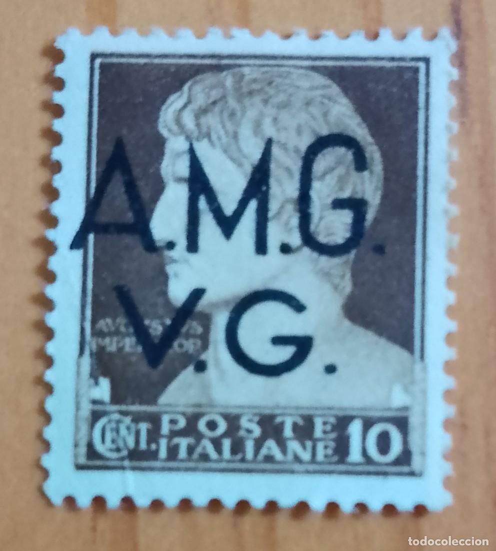 Sellos: ITALIA - V/F 10 CENT - EMPERADOR AUGUSTO - SOBRECARGADO: A.M.G. V.G.