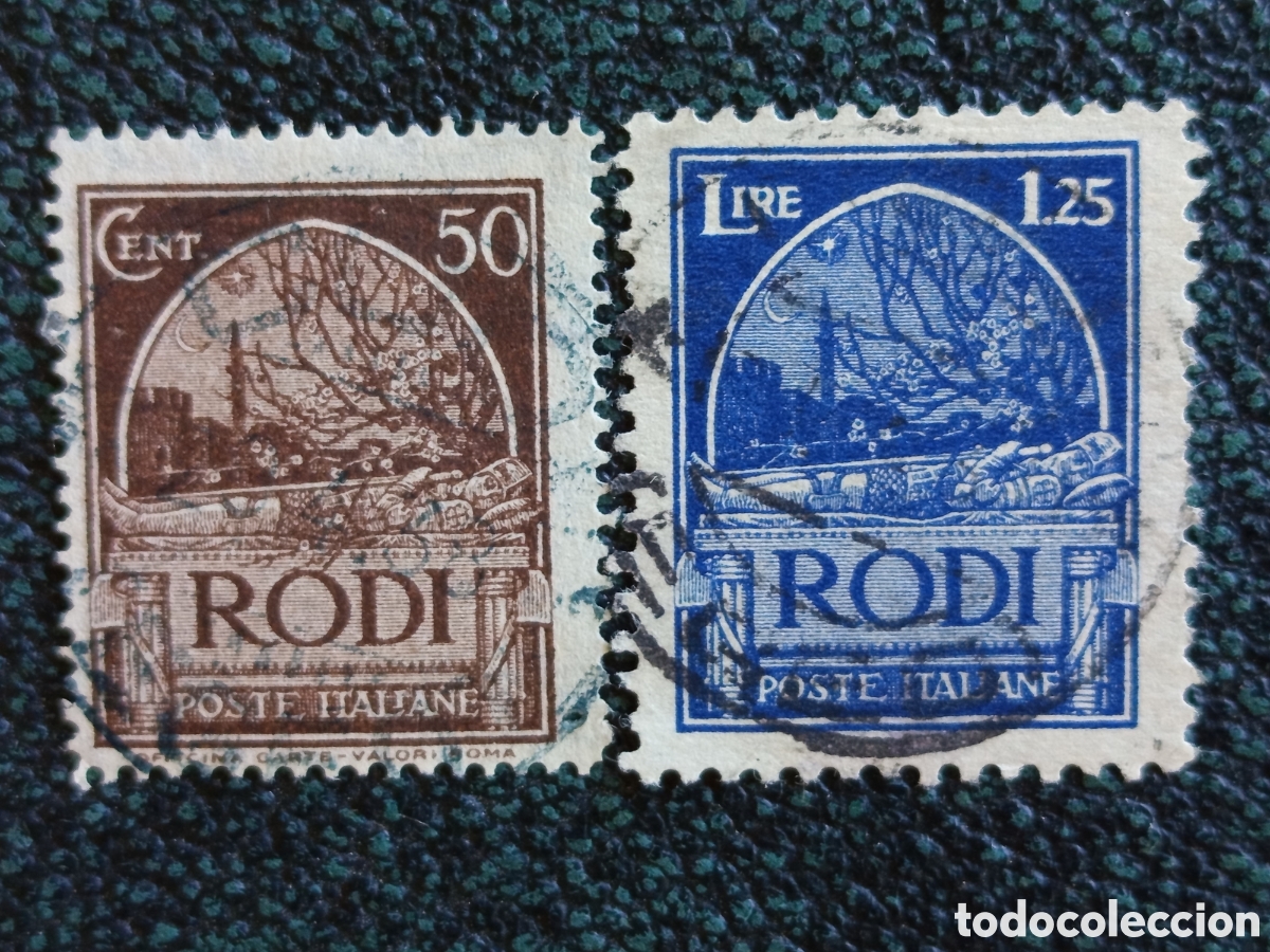 Sellos: Sellos Rodas Ocupaci&oacute;n Italiana 1929 Sepulcro Caballero Scott #20 y #22
