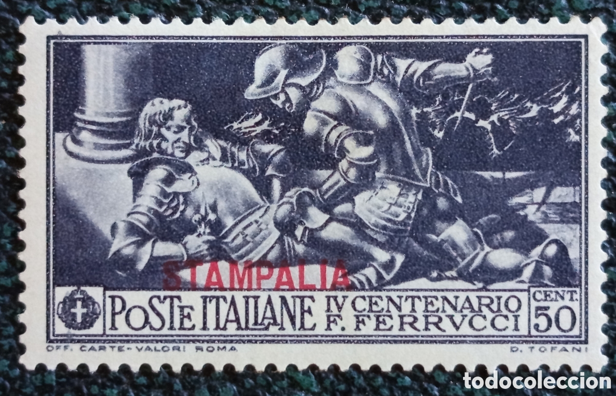 Briefmarken: Sello Stampalia Egeo Ocupaci&oacute;n Italiana 1930 Centenario Ferrucci 50c Scott #26
