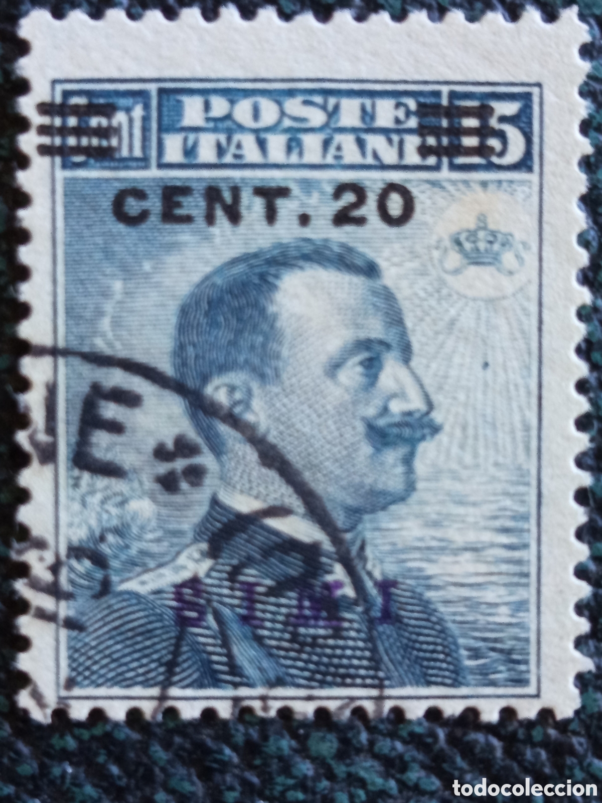 Selos: Sello Simi Egeo Ocupaci&oacute;n Italiana 1916 V&iacute;ctor Manuel III 20c Scott #7 Usado