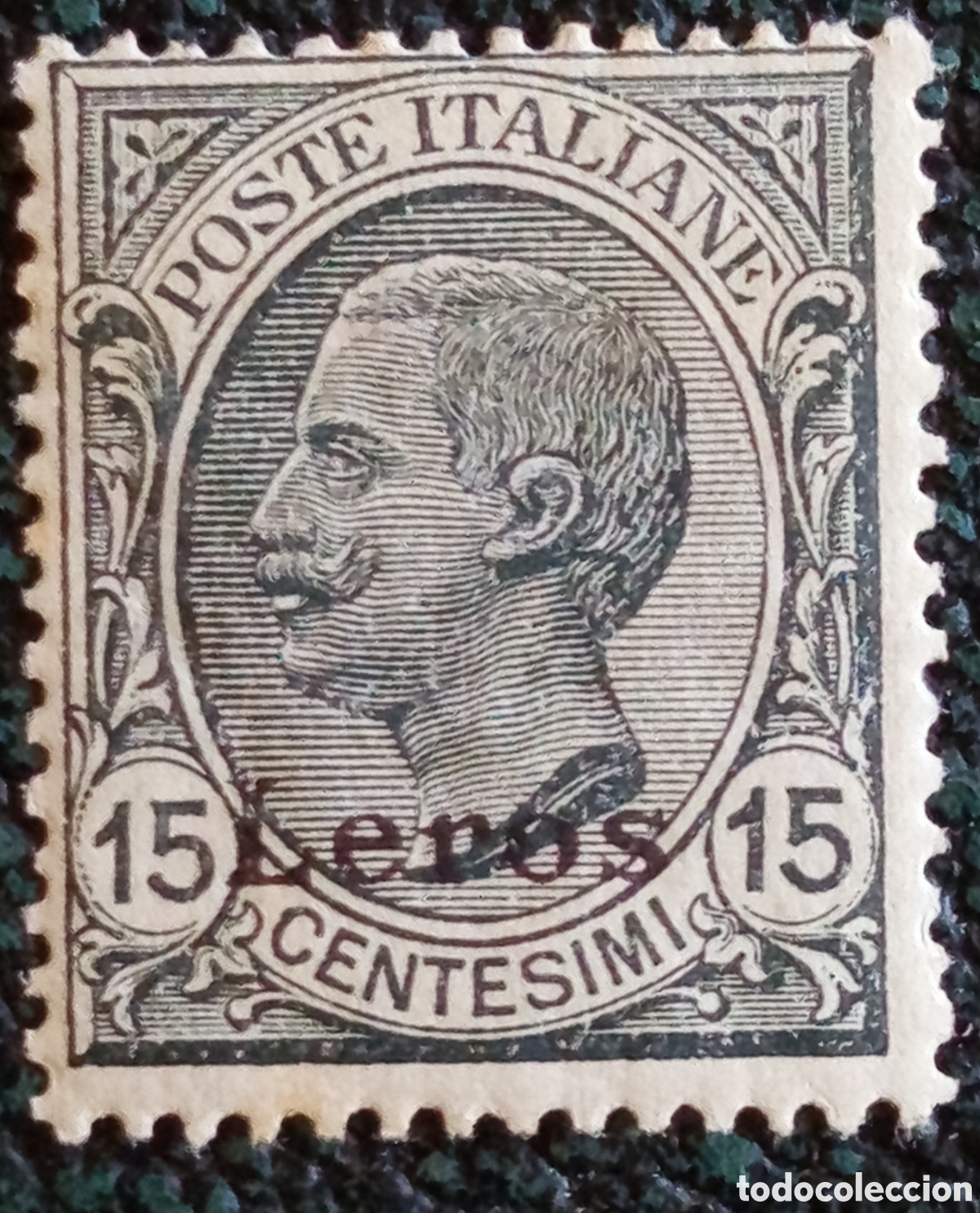 Sellos: Sello Leros Egeo Ocupaci&oacute;n Italiana 1912 V&iacute;ctor Manuel III 15c Scott #6 Nuevo mh