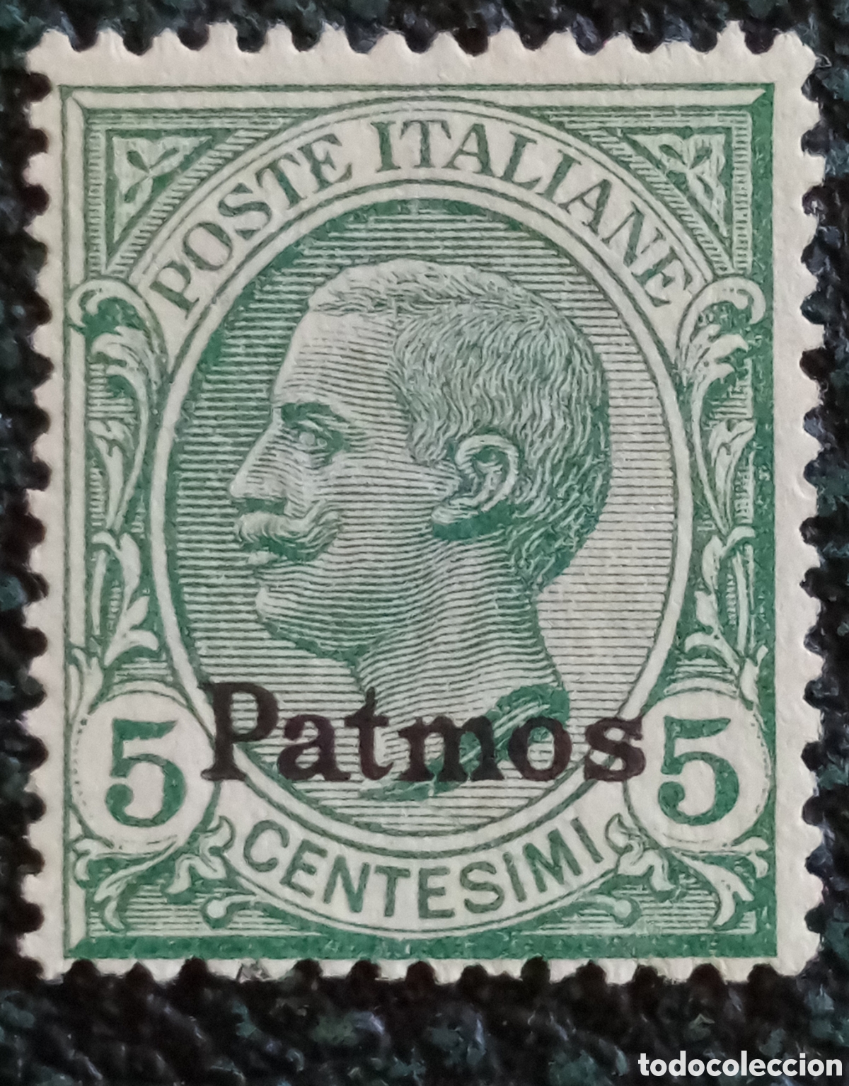 Sellos: Sello Patmos Egeo Ocupaci&oacute;n Italiana 1912 V&iacute;ctor Manuel III 5c Scott #5 Nuevo MH