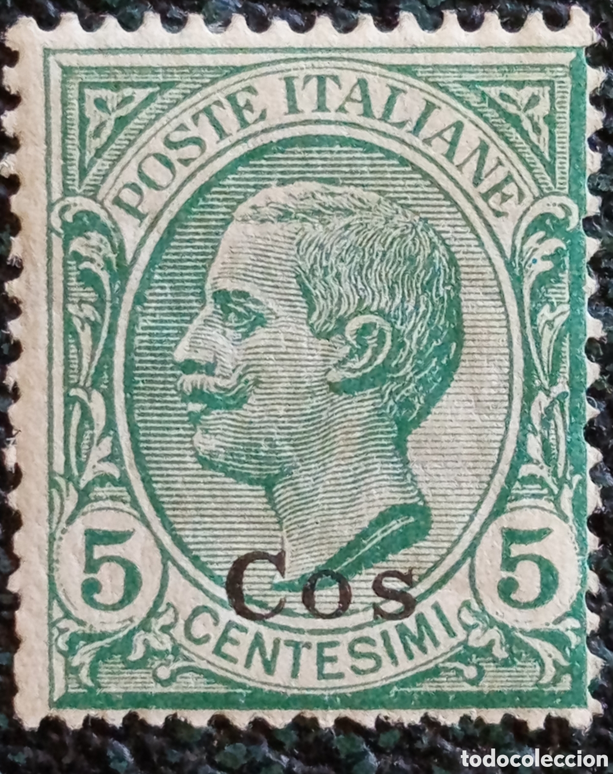 Sellos: Sello Cos Egeo Ocupaci&oacute;n Italiana 1912 V&iacute;ctor Manuel III 5c Scott #1A Nuevo MH