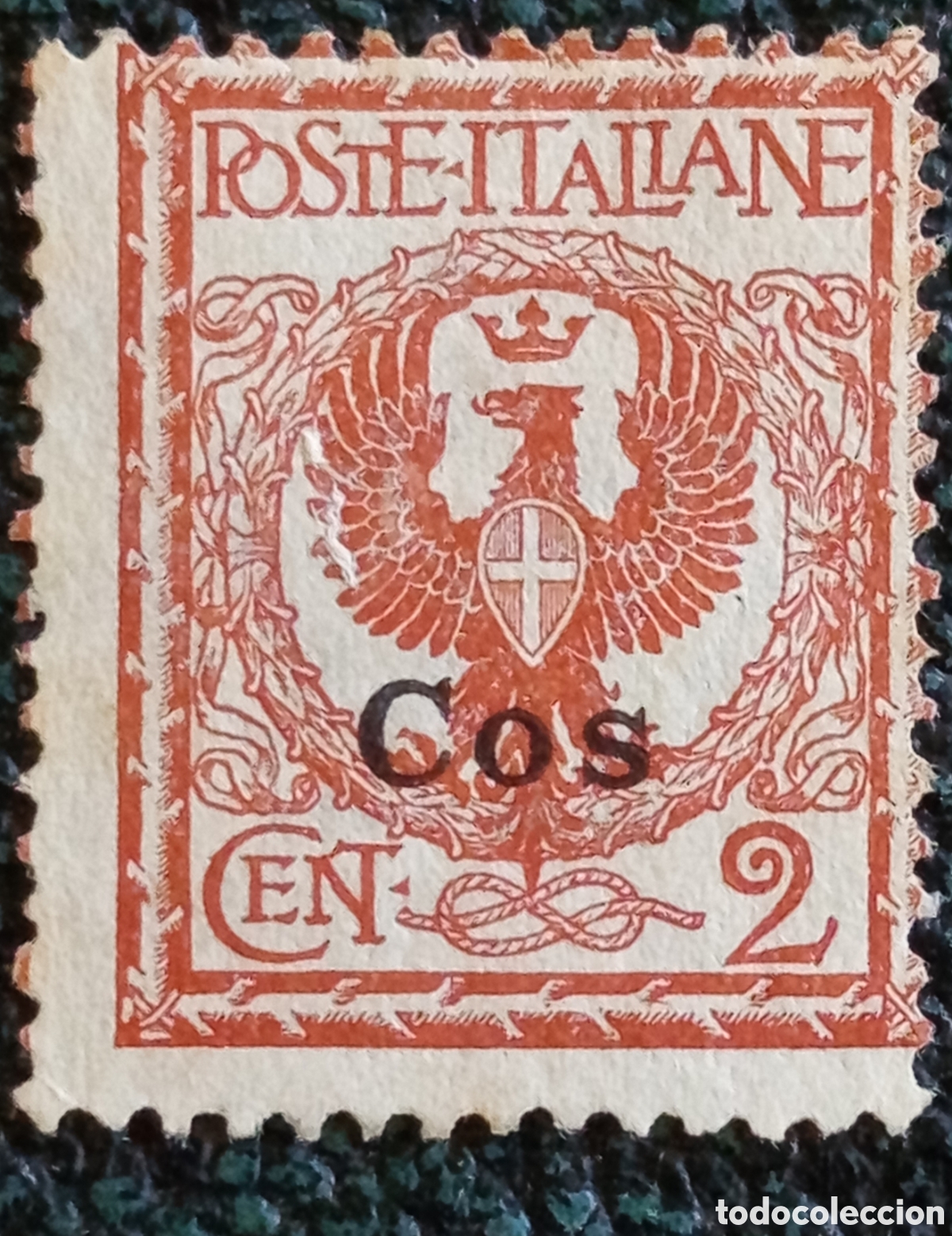 Sellos: Sello Cos Egeo Ocupaci&oacute;n Italiana 1912 &Aacute;guila de Saboya 2c Scott #1 Nuevo MH