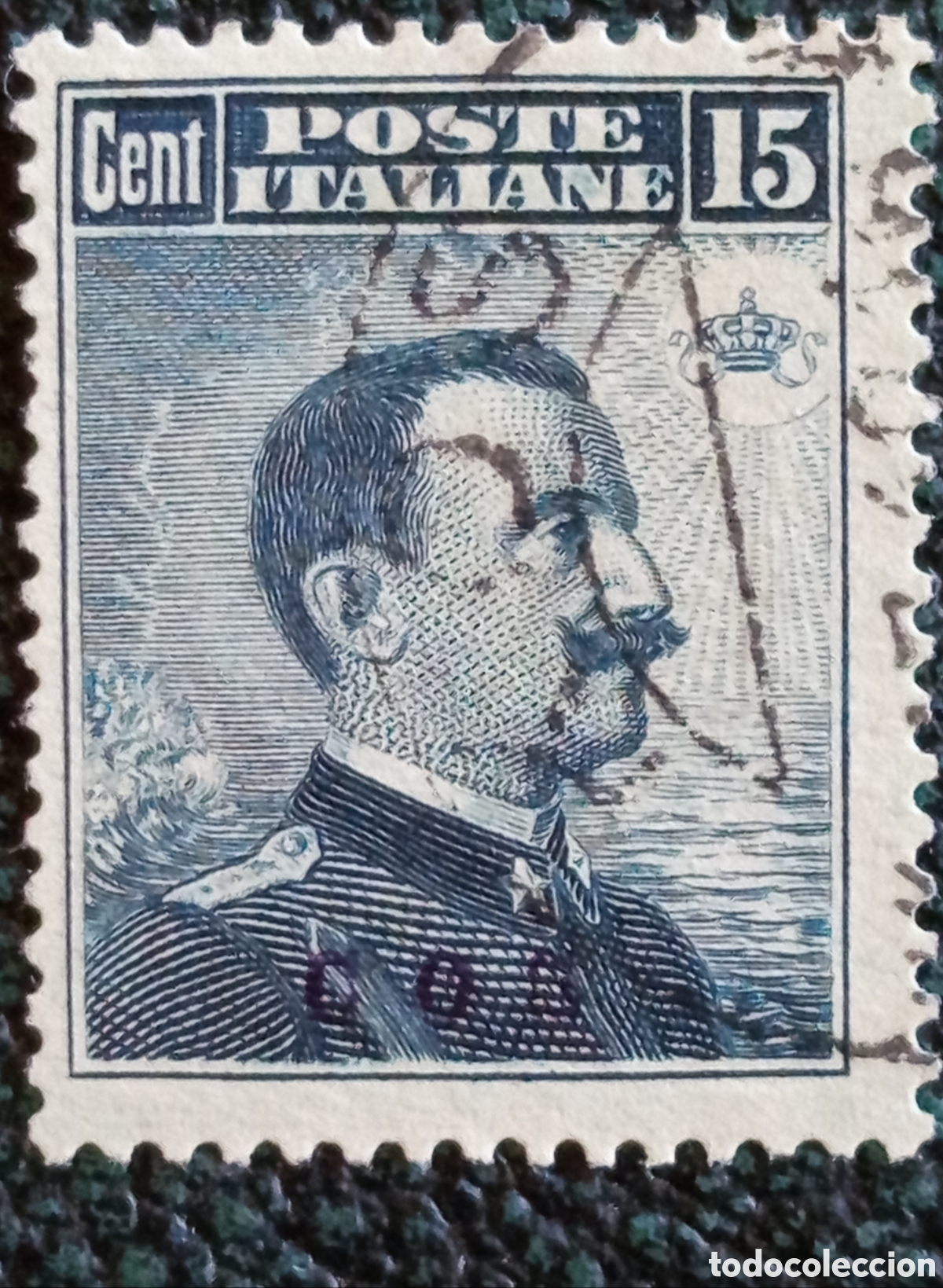 Sellos: Sello Cos Egeo Ocupaci&oacute;n Italiana 1912 V&iacute;ctor Manuel III 15c Scott #3 Usado