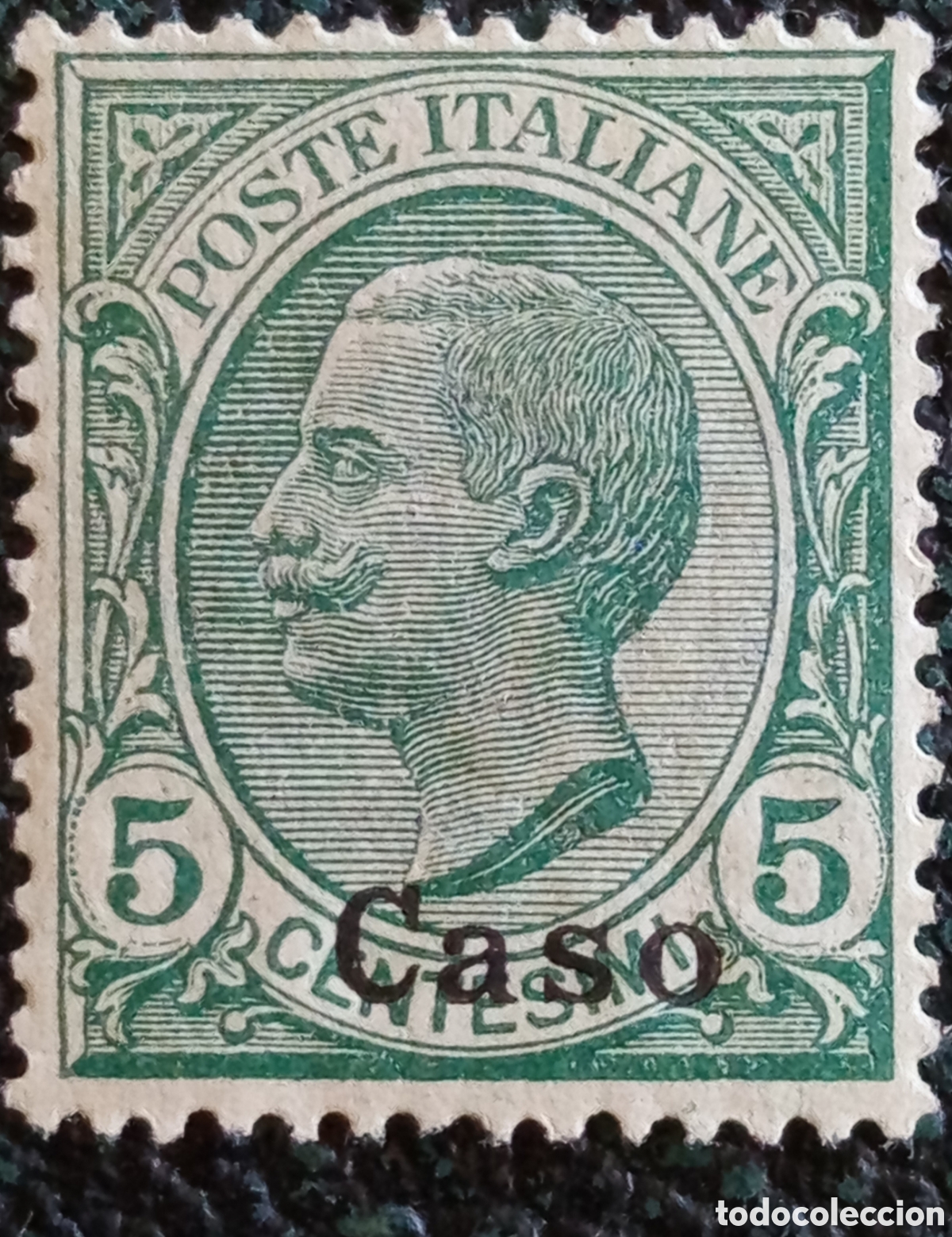 Sellos: Sello Caso Egeo Ocupaci&oacute;n Italiana 1912 V&iacute;ctor Manuel III 5c Scott #5 Nuevo MH