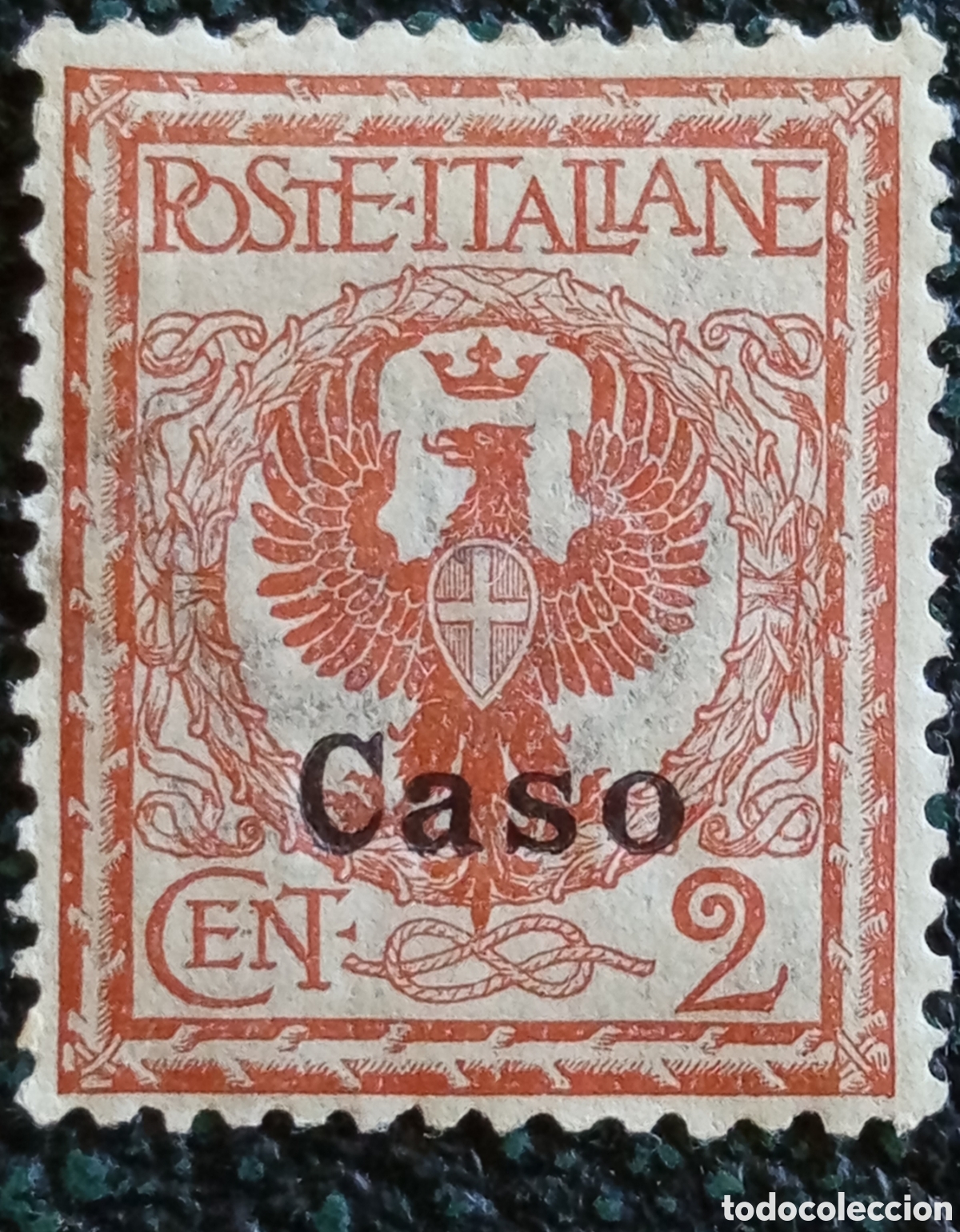 Sellos: Sello Caso Egeo Ocupaci&oacute;n Italiana 1912 &Aacute;guila de Saboya 2c Scott #1 Nuevo MH