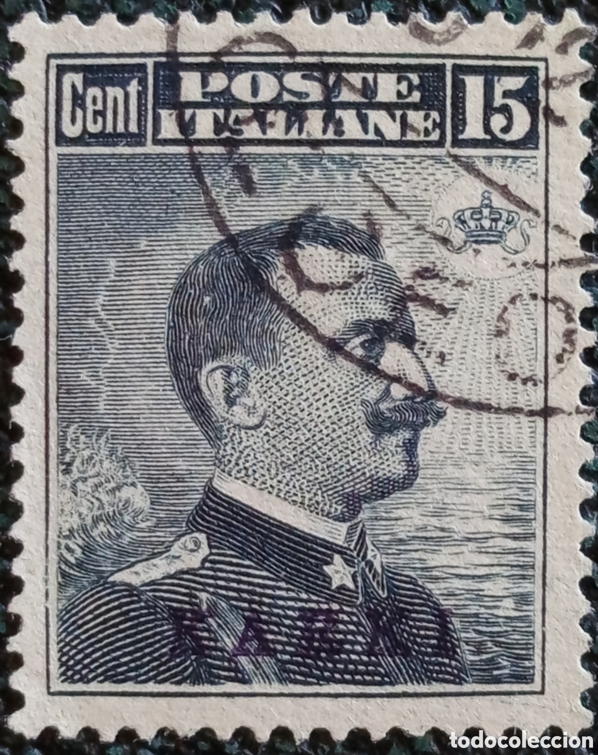 Sellos: Sello Karki Islas Egeo 1912 - 15c Pizarra Usado - Cat&aacute;logo Sassone N. 7