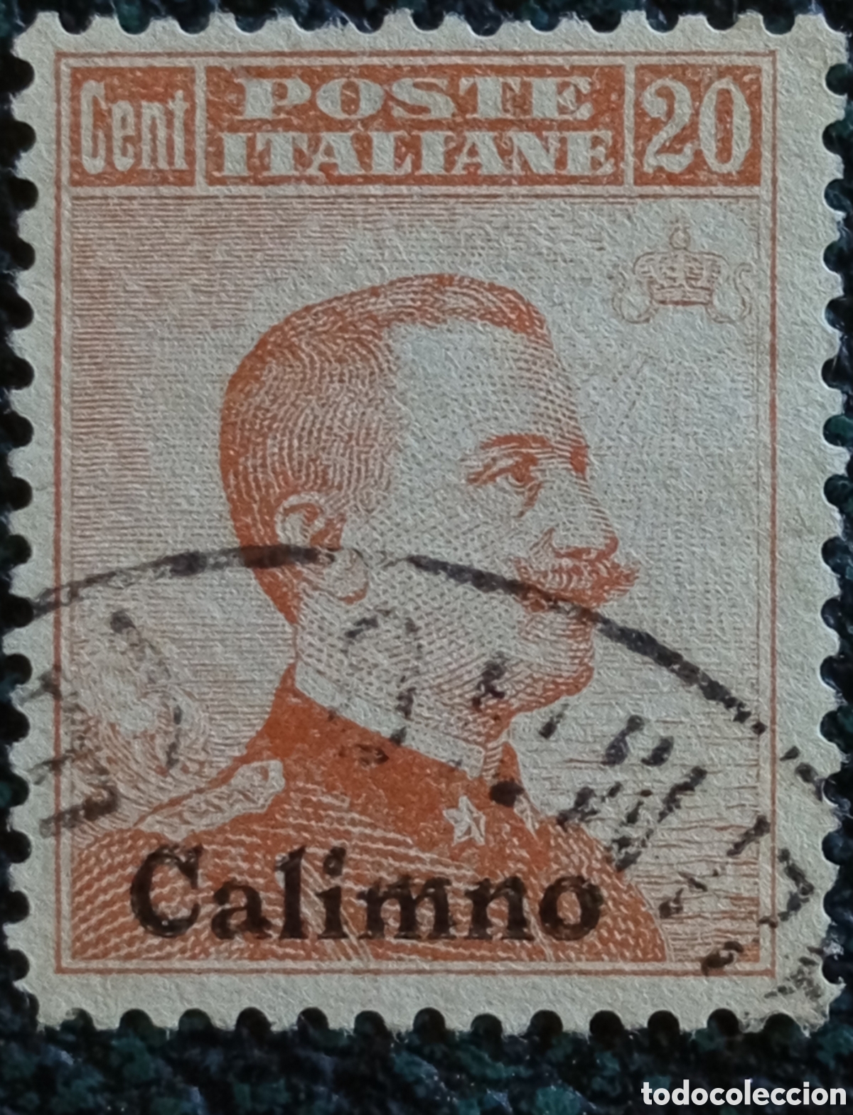 Sellos: Sello Calimno Egeo 1912 - 20c Naranja Usado - Cat&aacute;logo Sassone N. 9