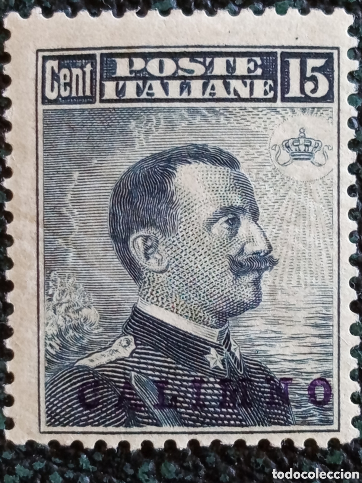 Sellos: Sello Calimno Egeo 1912 - 15c Pizarra Nuevo MH - Cat&aacute;logo Sassone N. 7