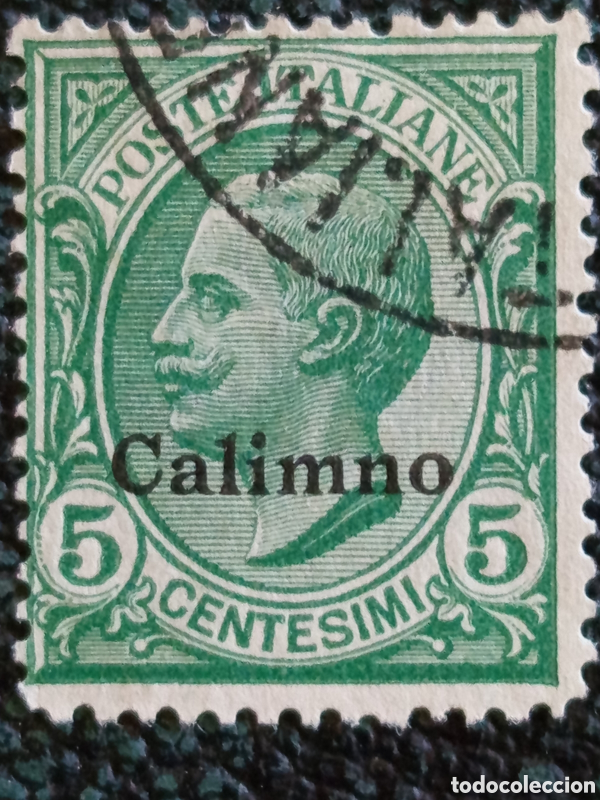 Sellos: Sello Calimno Egeo 1912 - 5c Verde Usado - Cat&aacute;logo Sassone N. 2