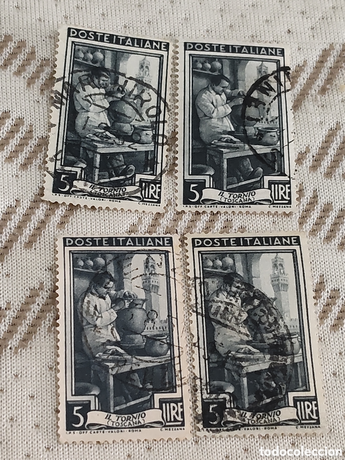 Sellos: 4 sellos de Italia Oficios Alfarero 1950 usados