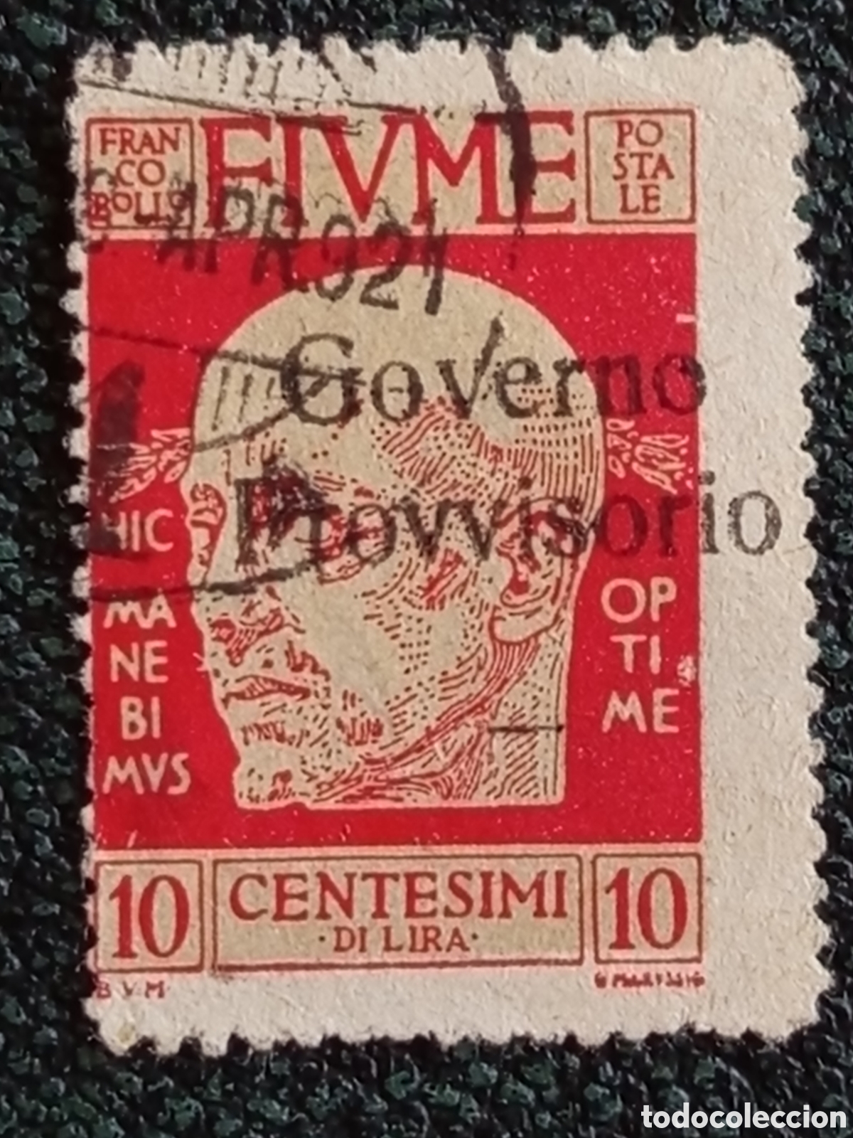 Sellos: Sello Fiume 1921 D'Annunzio 10c Governo Provvisorio Usado - Cat&aacute;logo Sassone 178 (