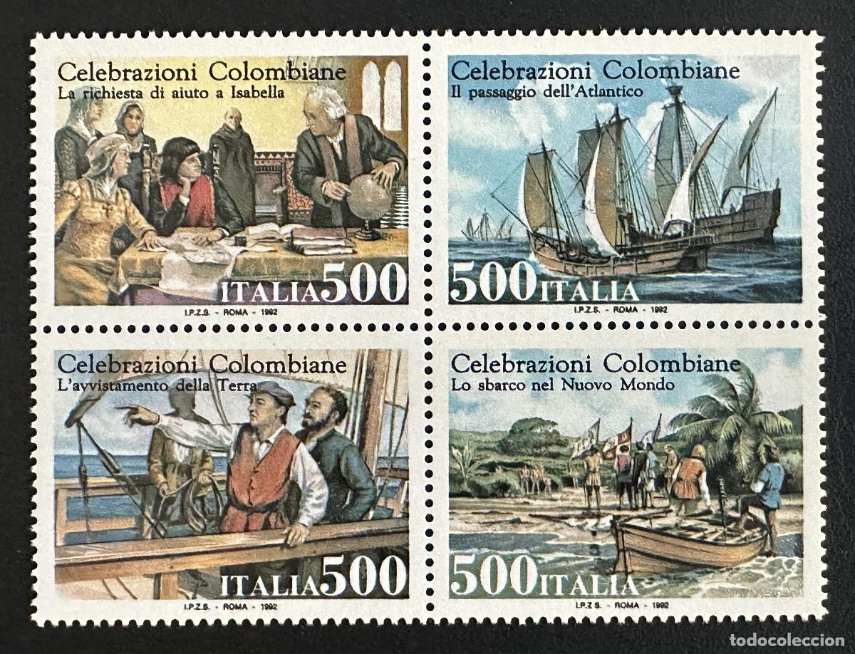 Sellos: Italia 1992 Mi. 2208-2211 emisi&oacute;n conjunta Col&oacute;n Am&eacute;rica barcos