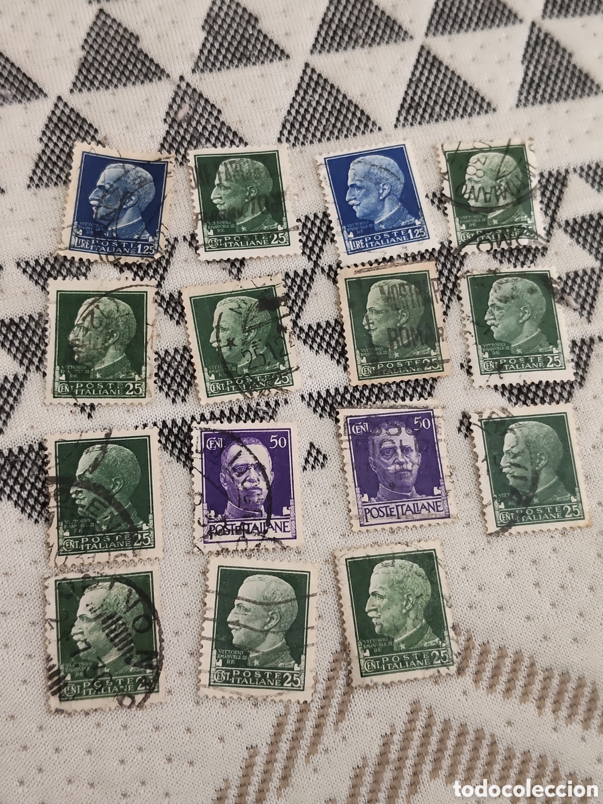 Sellos: 15 sellos de Italia Rey V&iacute;ctor Manuel lll 1929 usados