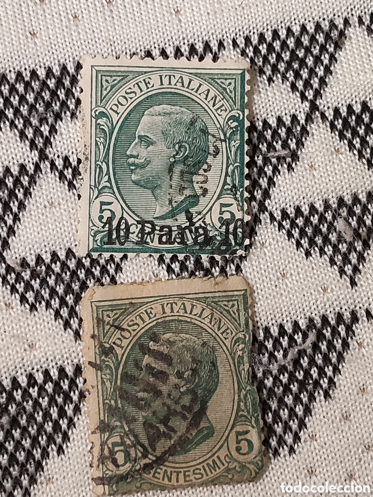 Sellos: 3 sellos de Italia Rey V&iacute;ctor Manuel lll 1908 usados