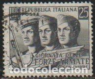 Sellos: Italia 1952 Scott 614 Sello &ordm; Fuerzas Armadas Marinero, Soldado y Aviador Barca y Ancla Michel 872