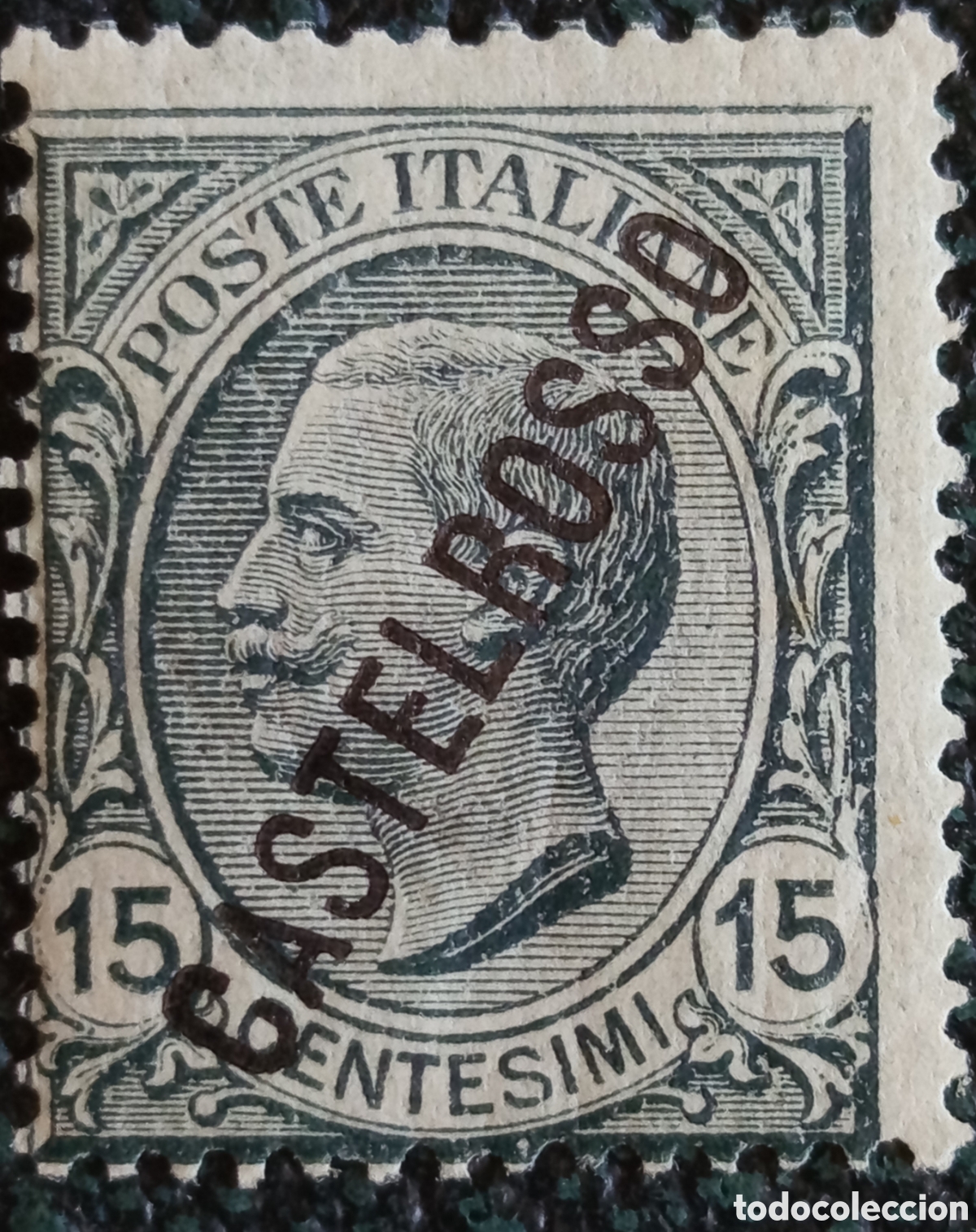 Sellos: Sello Italia Castellorizo 1922 - 15c Gris con Sobrecarga - Sassone N&ordm; 1 Nuevo MH