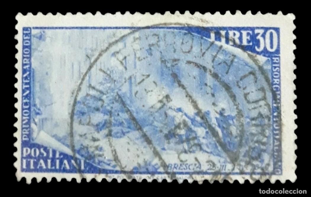 Sellos: ITALIA 1948 Centenario de las revueltas de 1.848. USADO.