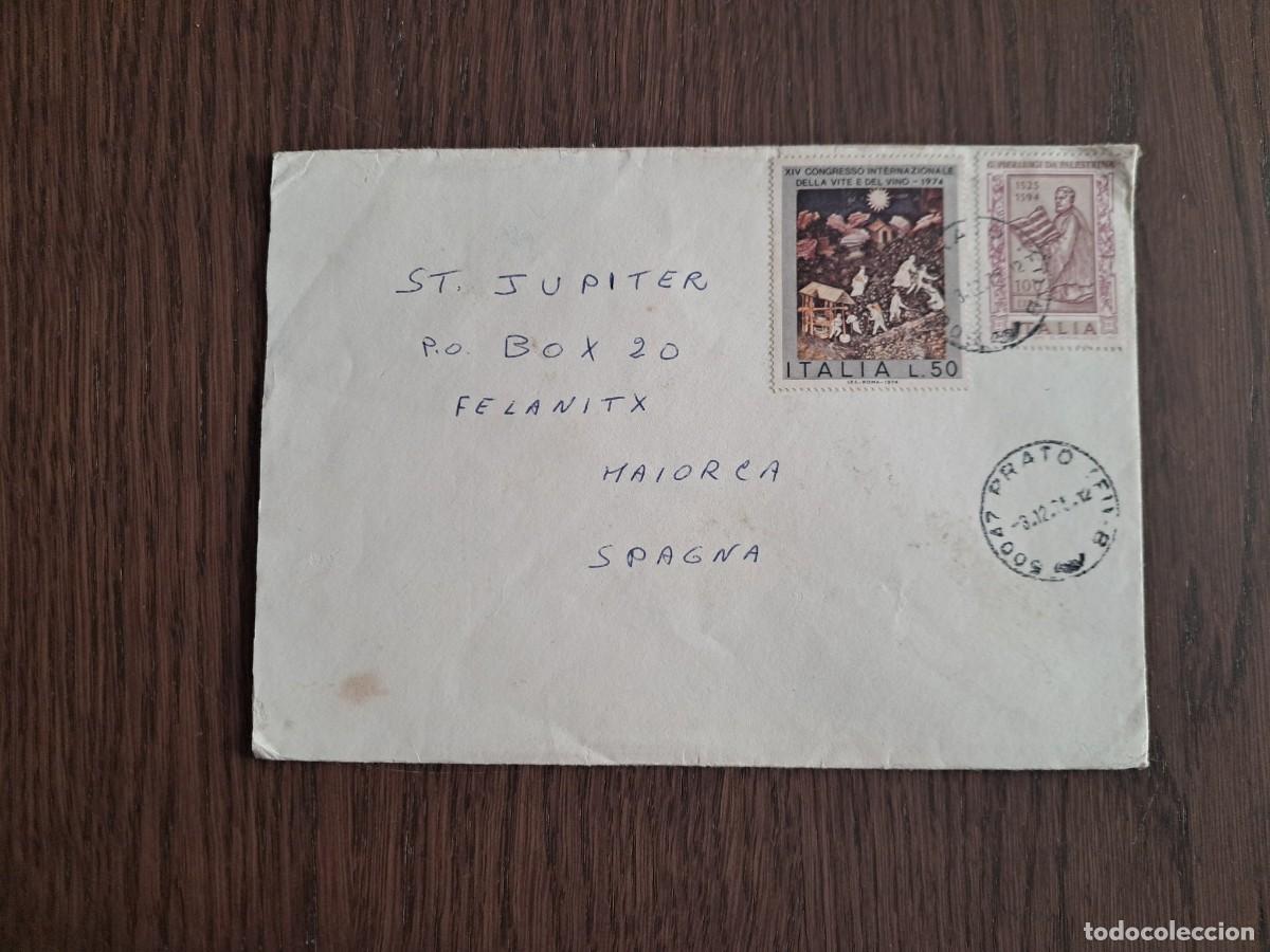 Sellos: sobre, carta circulada con sellos de Italia, a&ntilde;os 70. radioaficionado.