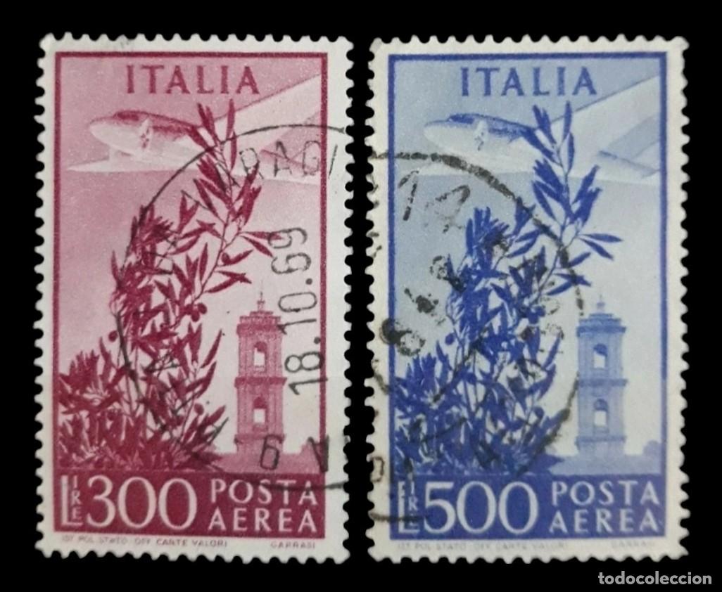 Selos: ITALIA 1956 A&eacute;reos. Yvert: 137- 138. USADO.