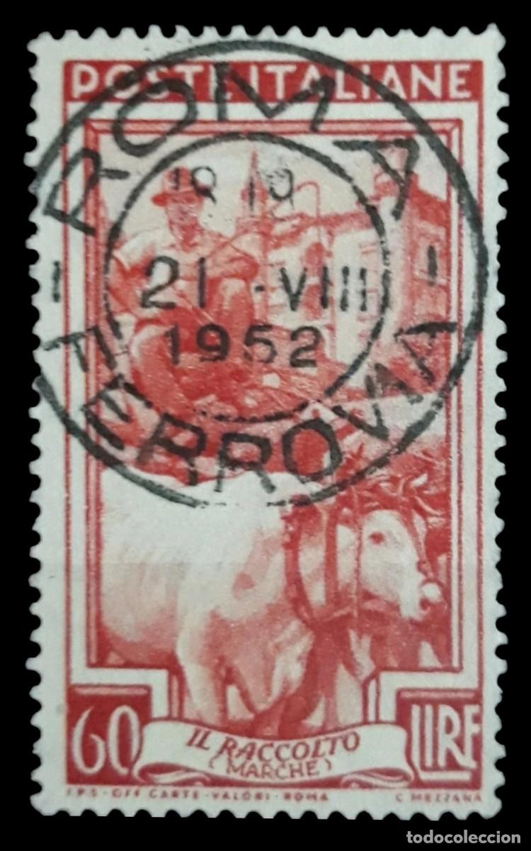 Sellos: ITALIA 1950 Italia al trabajo. Yvert: 581. Bonito. USADO.