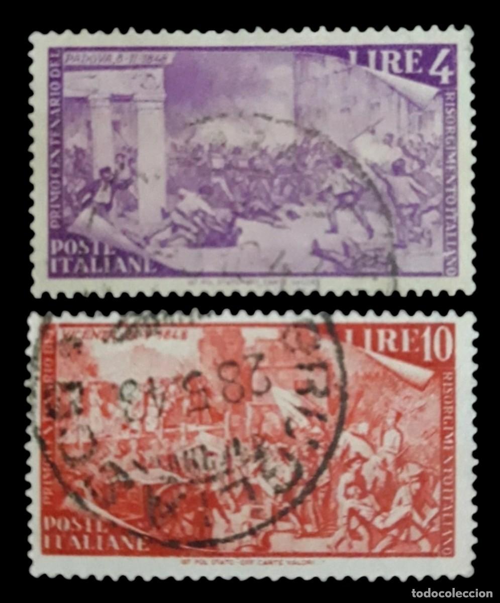 Sellos: ITALIA 1948 Centenario de las revueltas de 1.848. USADO.