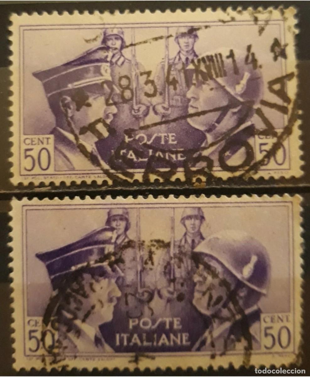 Sellos: ITALIA 1941 Segunda Guerra Mundial. Establecimiento del eje Roma - Berl&iacute;n. VARIEDADES - USADO.
