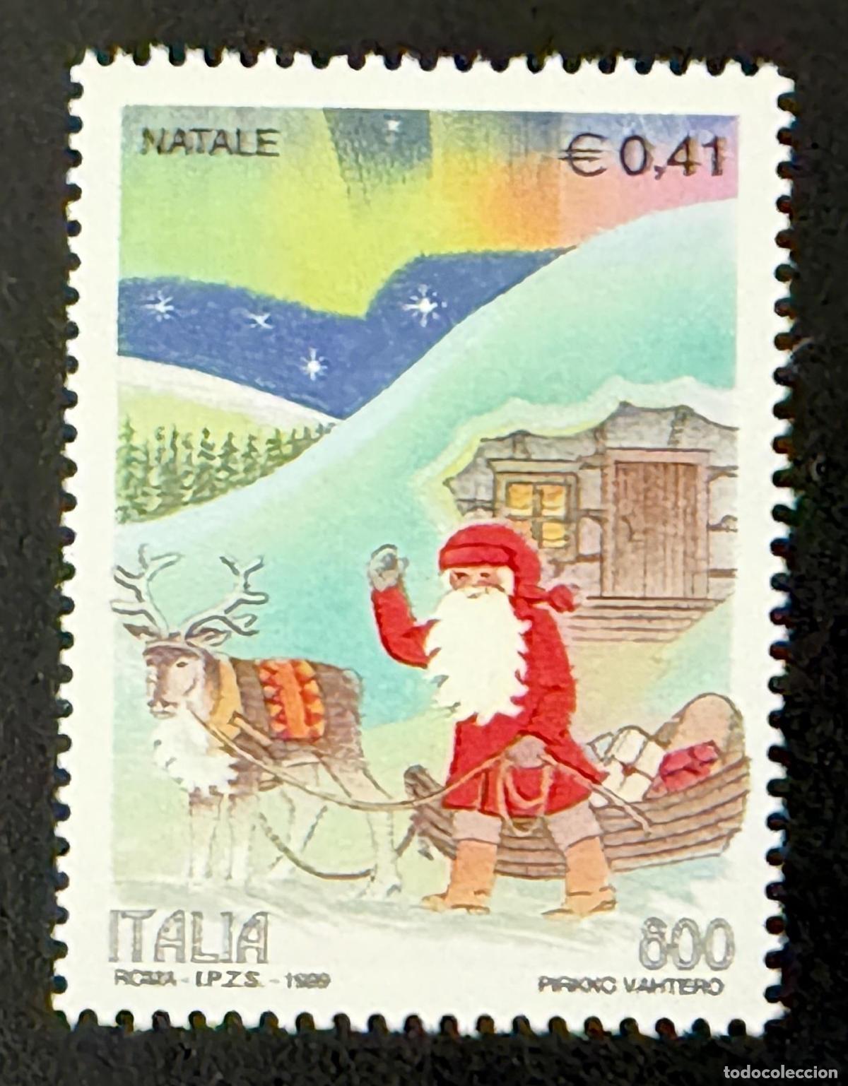 Sellos: Italia 1999 Mi. 2658 emisi&oacute;n conjunta Navidad Pap&aacute; Noel reno trineo