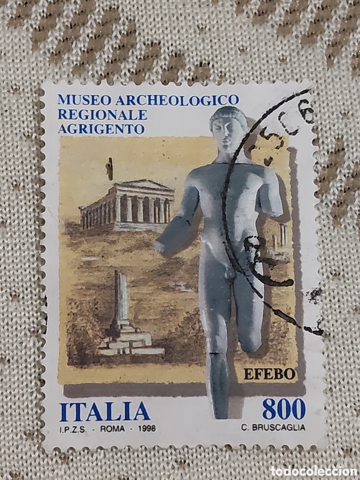 Sellos: Sello de Italia Museo Arqueol&oacute;gico regional de Agrigento estatua de Efebo 1998